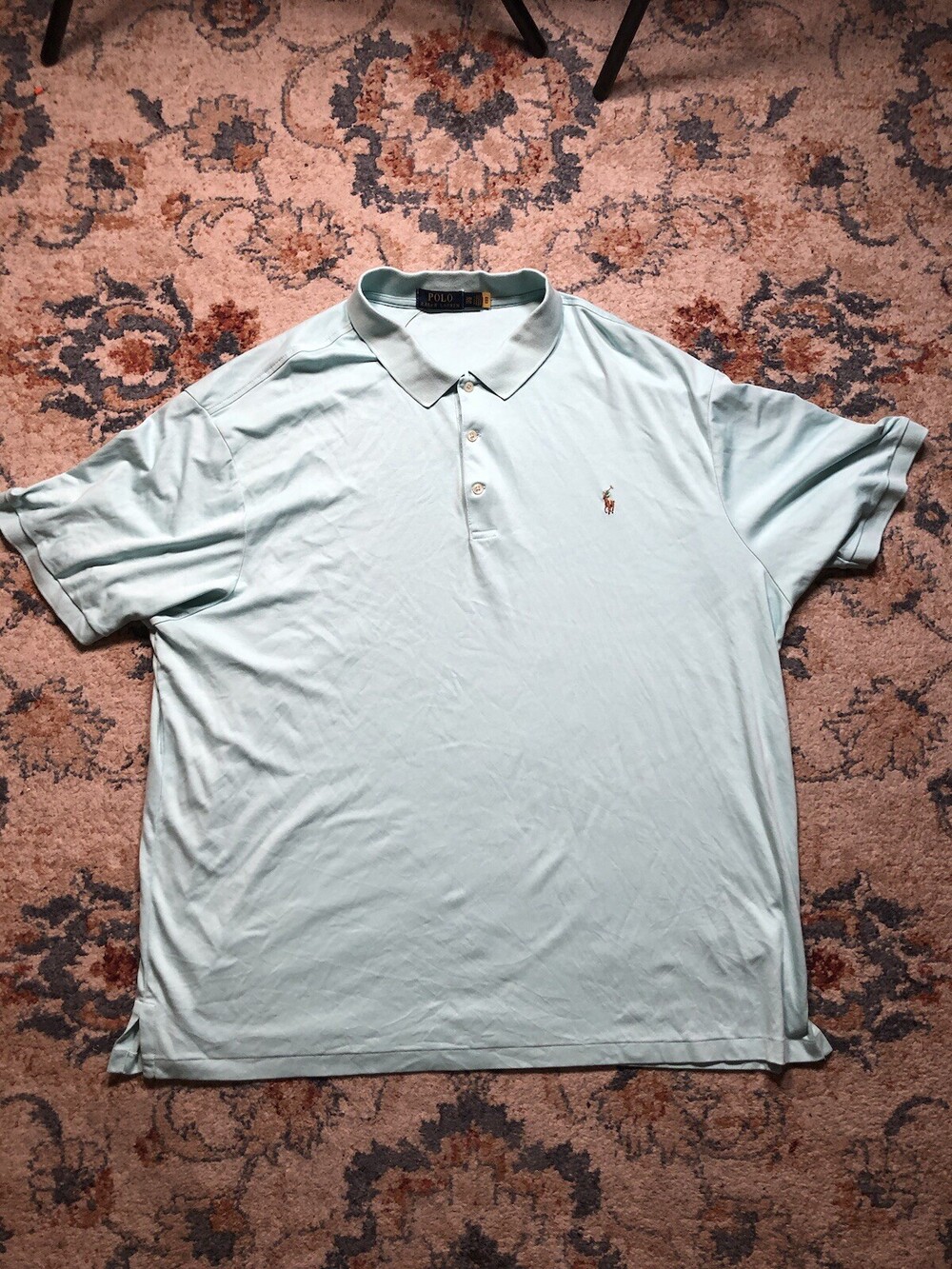 Men’s Polo Ralph Lauren Shirt Blue Stretch Cotton Size 3XB Golf Flesh Pony